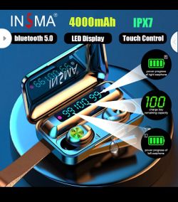 INSMA F9-10 3led 4000mAh Power Bank bluetooth 5.0 TWS Earphones Led Digital Display Wireless Stereo Sport Waterproof Earbuds