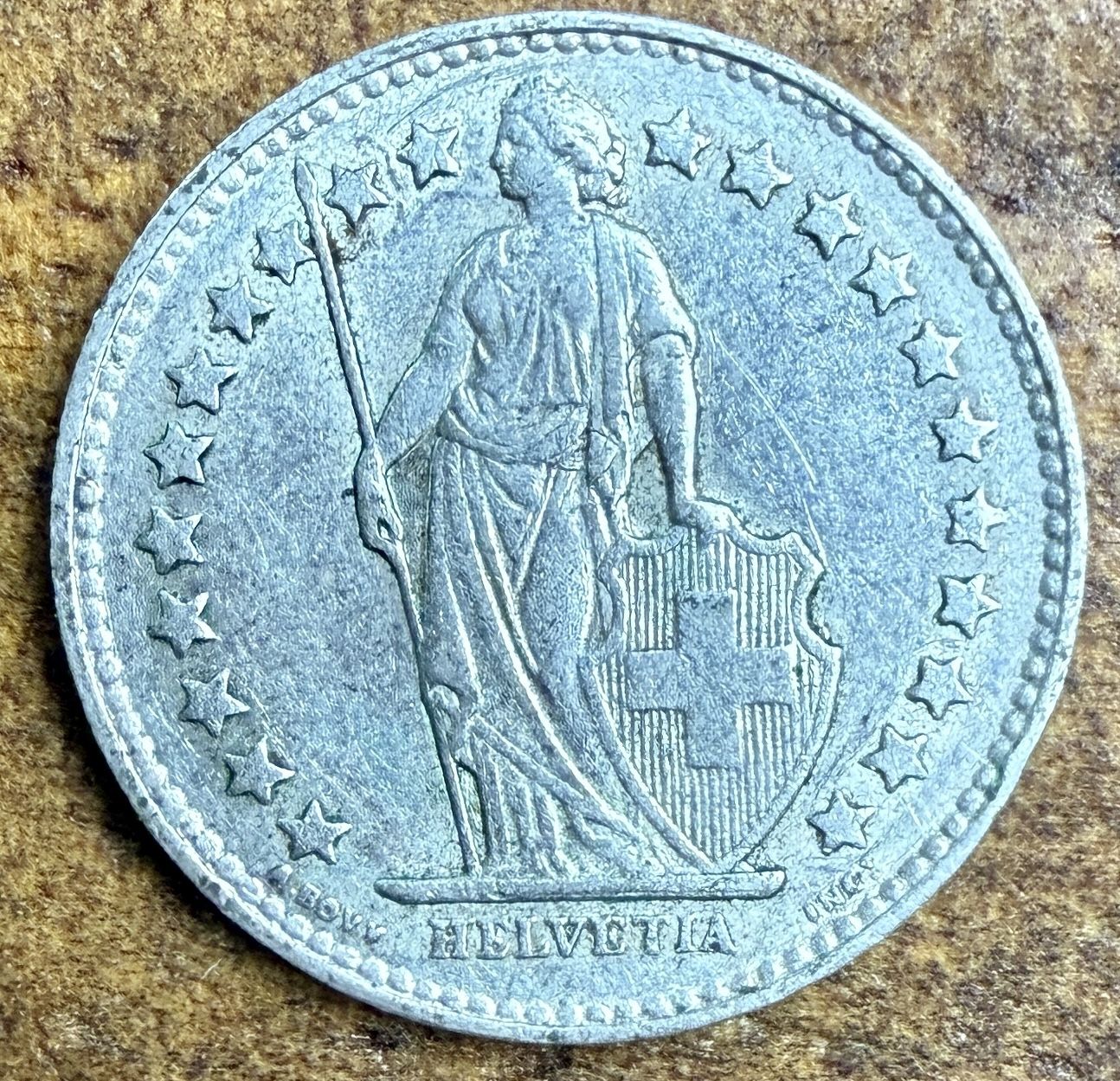 1955 Switzerland 1/2 Silver Franc 