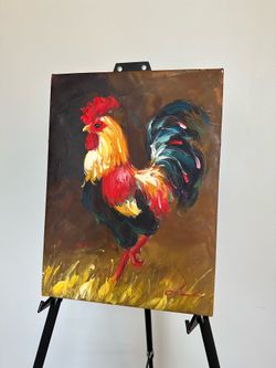 Rooster Oil Painting on Canvas Wall Art 16”x 12”. Item #106