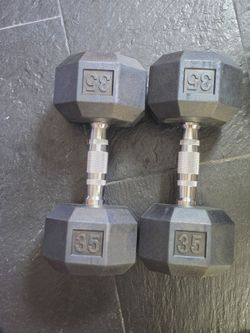35lb rubber dumbbell pair