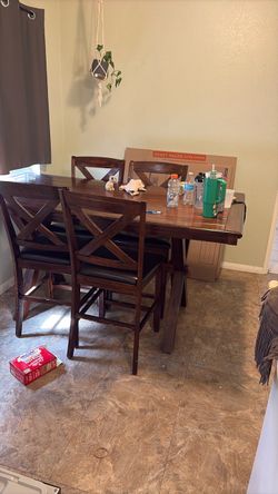 Table and four chairs