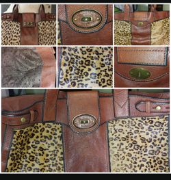 Women Purse Fossil Brand Soft Leather Leapard Print