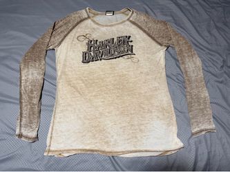 Size XL - Womens Harley Davidson Motorcycles  Raglan Long Sleeve Burnout Graphic