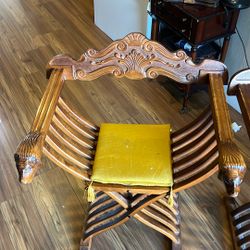 Antique Carved Folding Chairs 