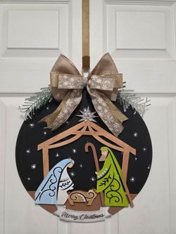 Nativity Scene Christmas Door Hanger