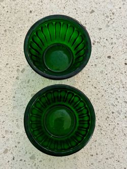 Set of 2 Vintage Emerald Green Votive Candle Holders