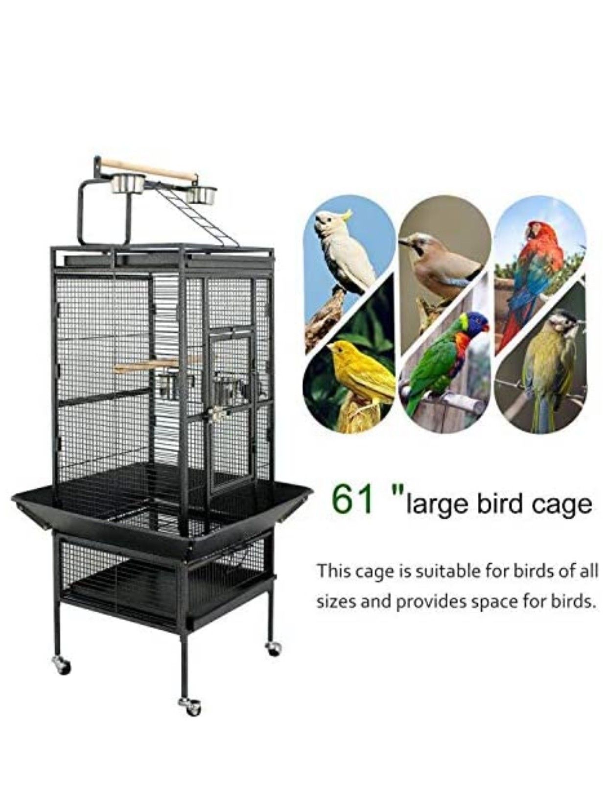 ZENY 61" Pet Bird cage Large Play Top Parrot Cockatiel Cockatoo Parakeet Finch Pet Supply