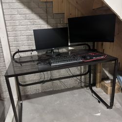 FULL SETUP – 27” + 22” Monitors Bundle (Free Keyboard, Mouse & Desk!)