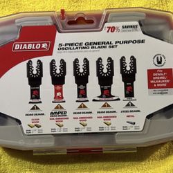 DIABLO Universal Fit Wood and Metal Bi-Metal & Carbide Oscillating Blade Set (5-Piece)   $25