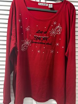 2 X Red Long Sleeve. Katie’s Kloset Shirt.  Let It Snow , But Somewhere Else 