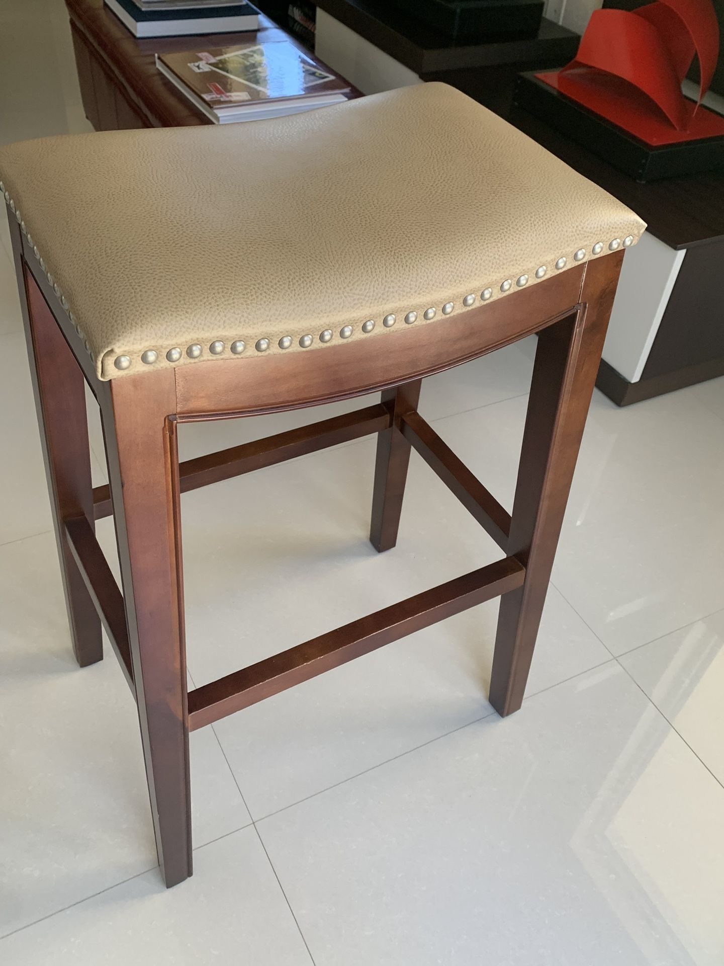 4 Leather Bar Stools 