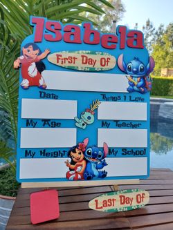 Lilo And Stitch Personalized First And Last Day Of School Board, Stitch Sign , Stitch Kids School Sign