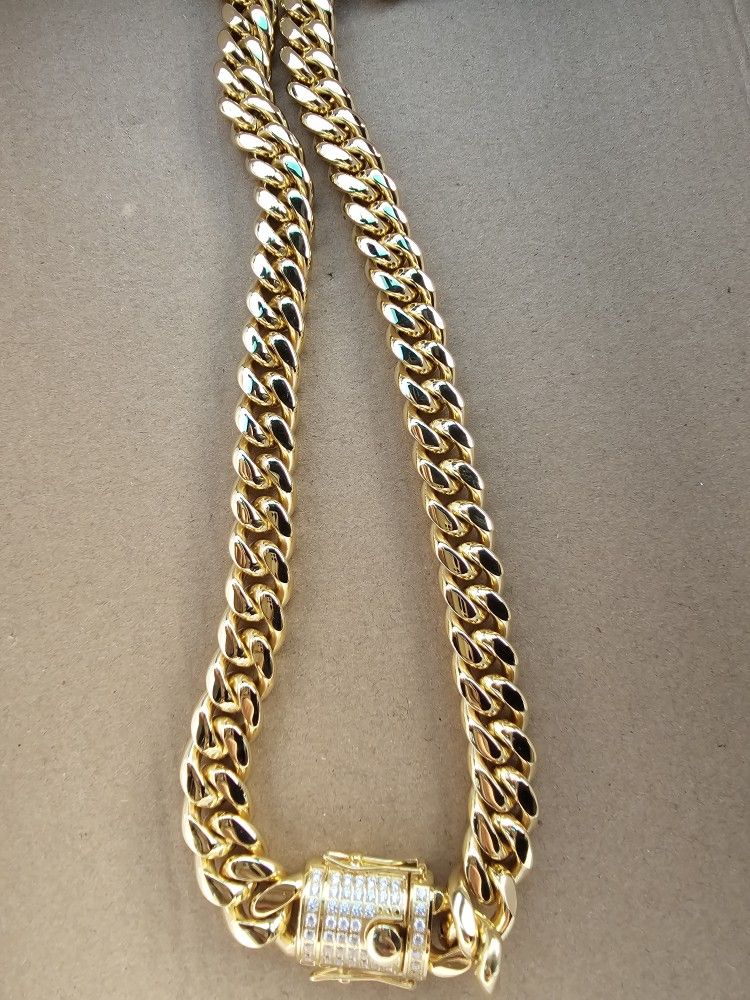 Heavy Stainless Steel Chain With Zirconium Stones
