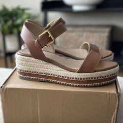 Women’s Boden Stitched Wedge Espadrille - Tan Size 40