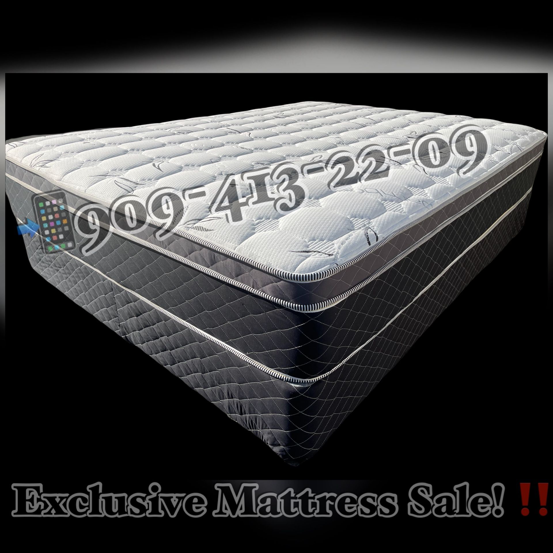Queen Bamboo Orthopedic Pillow Top Mattress And Boxspring!