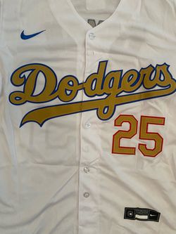 White gold blue Los Angeles dodgers edman championship jersey