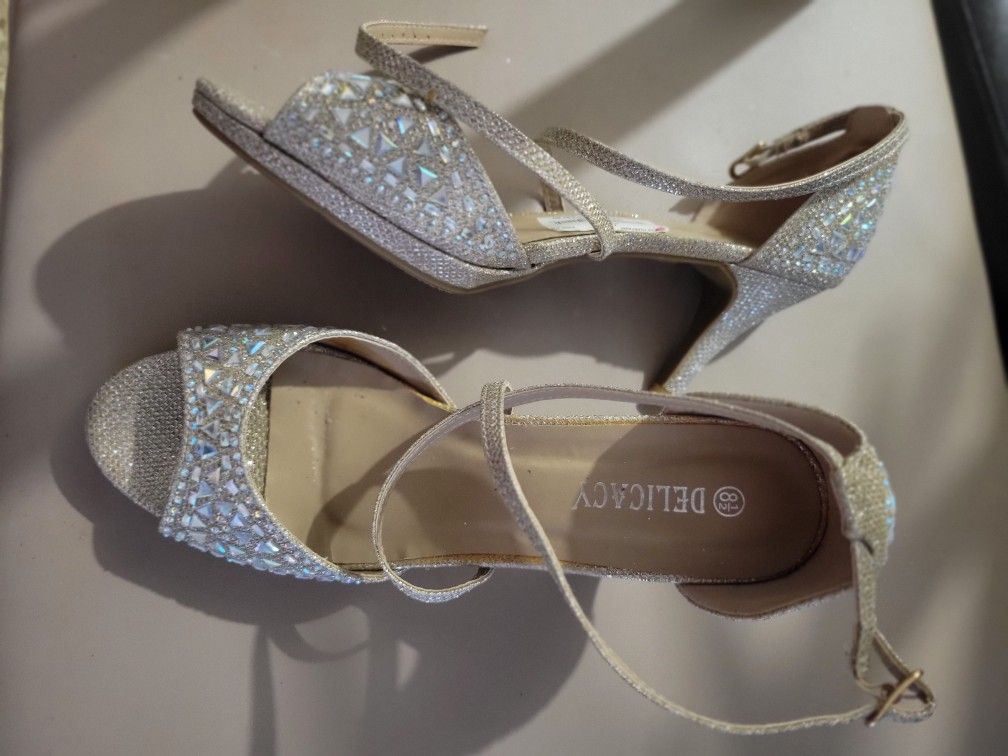 Woman (Gold) Rhinestone shoe(8.5)