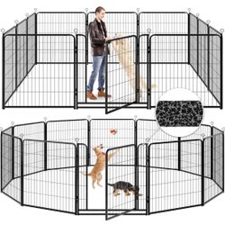 H97-Dog Playpen Outdoor Extra Wide 12 Piece Panels Heavy Duty Anti-Rust Coating-Strengthened Dog Fence 40" Height with Doors Portable for RV Camping Y