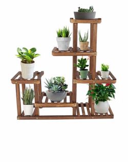 Multi-Tiers Wooden Plant Stand Balcony Garden Flower Plant Stand Display Shelf