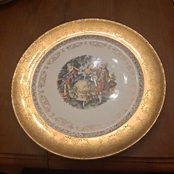 Crest O Gold Warranted 22k Colonial Small 5" Plate Sabin Male Plays Flute Woman 