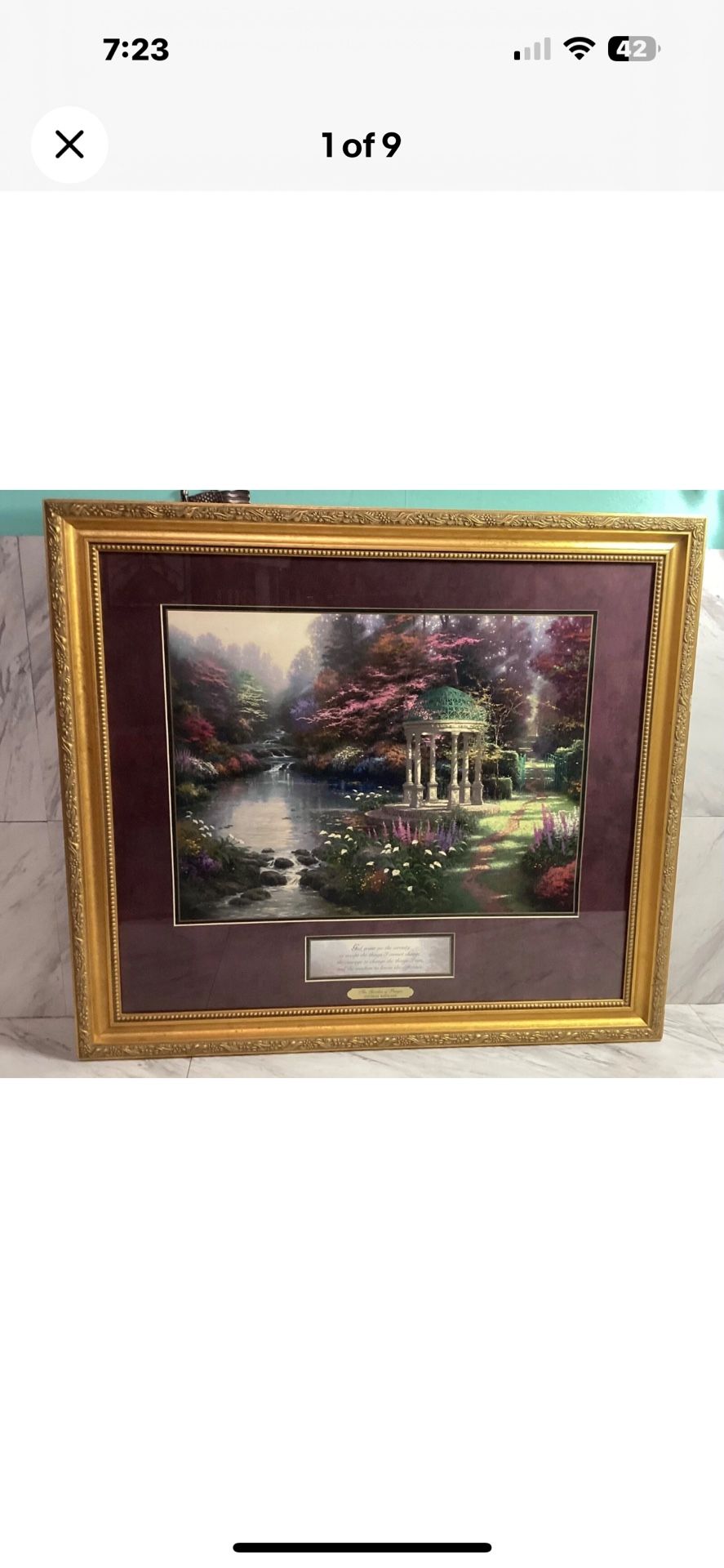 Thomas Kinkade Framed “Garden of Prayer”