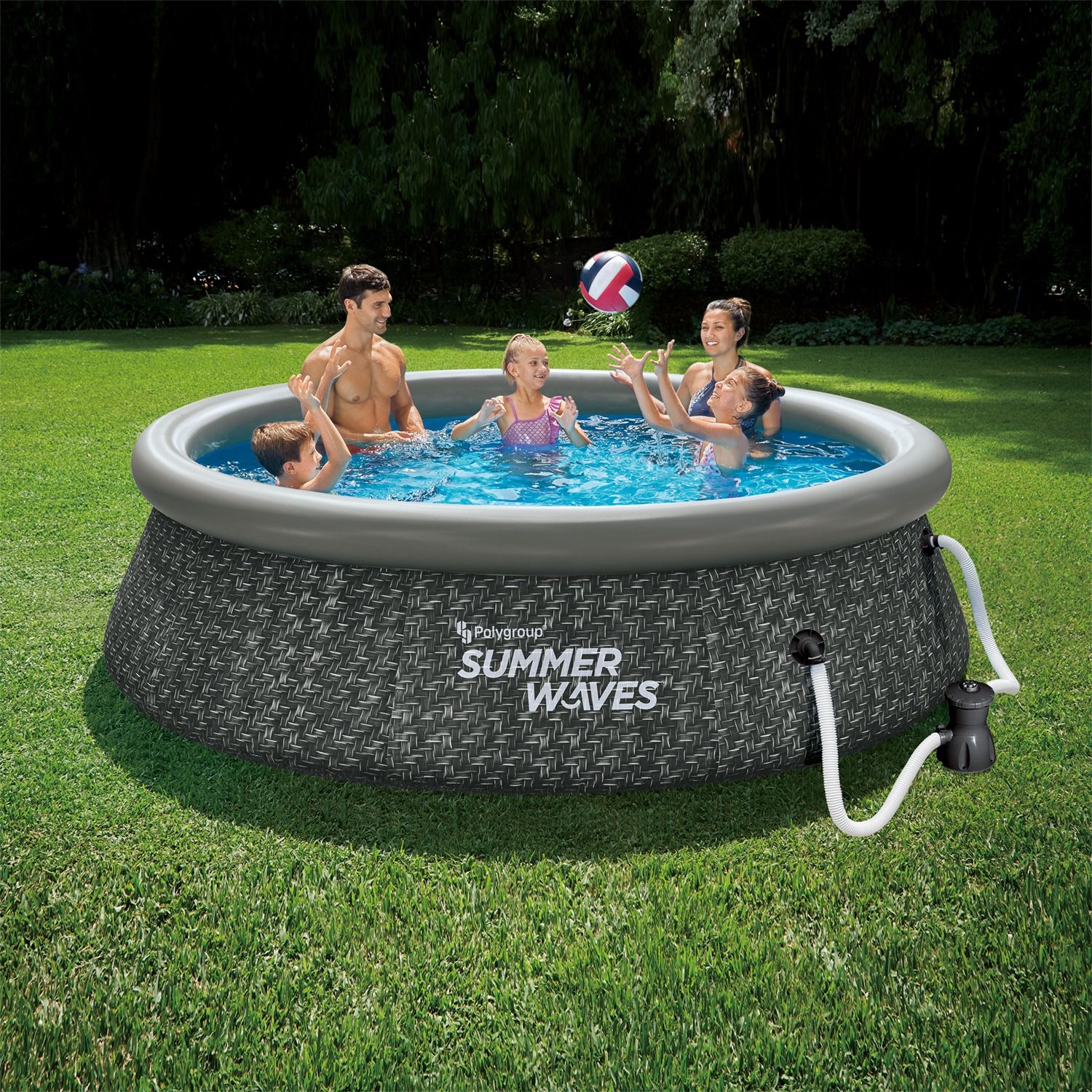 Summer Waves 8ft x 2.5ft Above Ground Inflatable Outdoor Swimming Pool with Pump