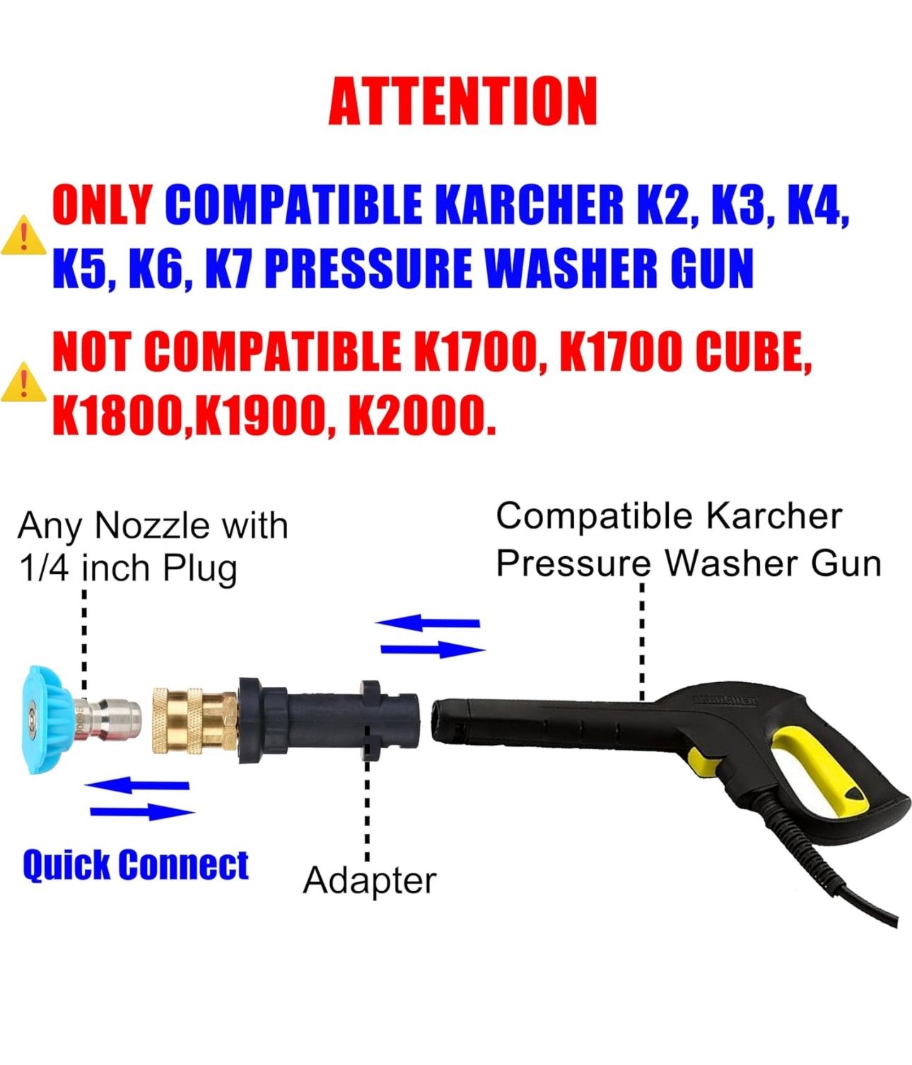 M MINGLE Pressure Washer Gun Adapter to 1/4'' Quick Connect Fitting