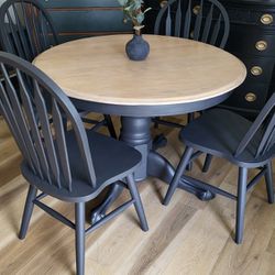 Solid Wood Dining Table With 4 Chairs
