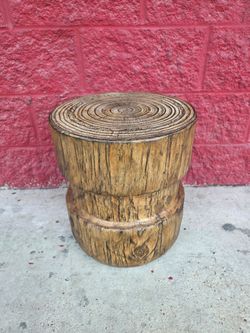 Realistic wood stool, made of concrete, 17" tall & 14" diameter