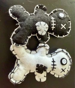 Black and White Felt Voodoo Dolls