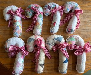 Handmade quilted candy canes