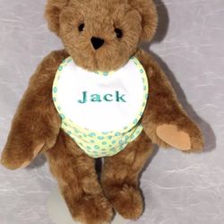 VERMONT TEDDY BEAR  - BABY BEAR "JACK" WITH BIB AND DIAPER -