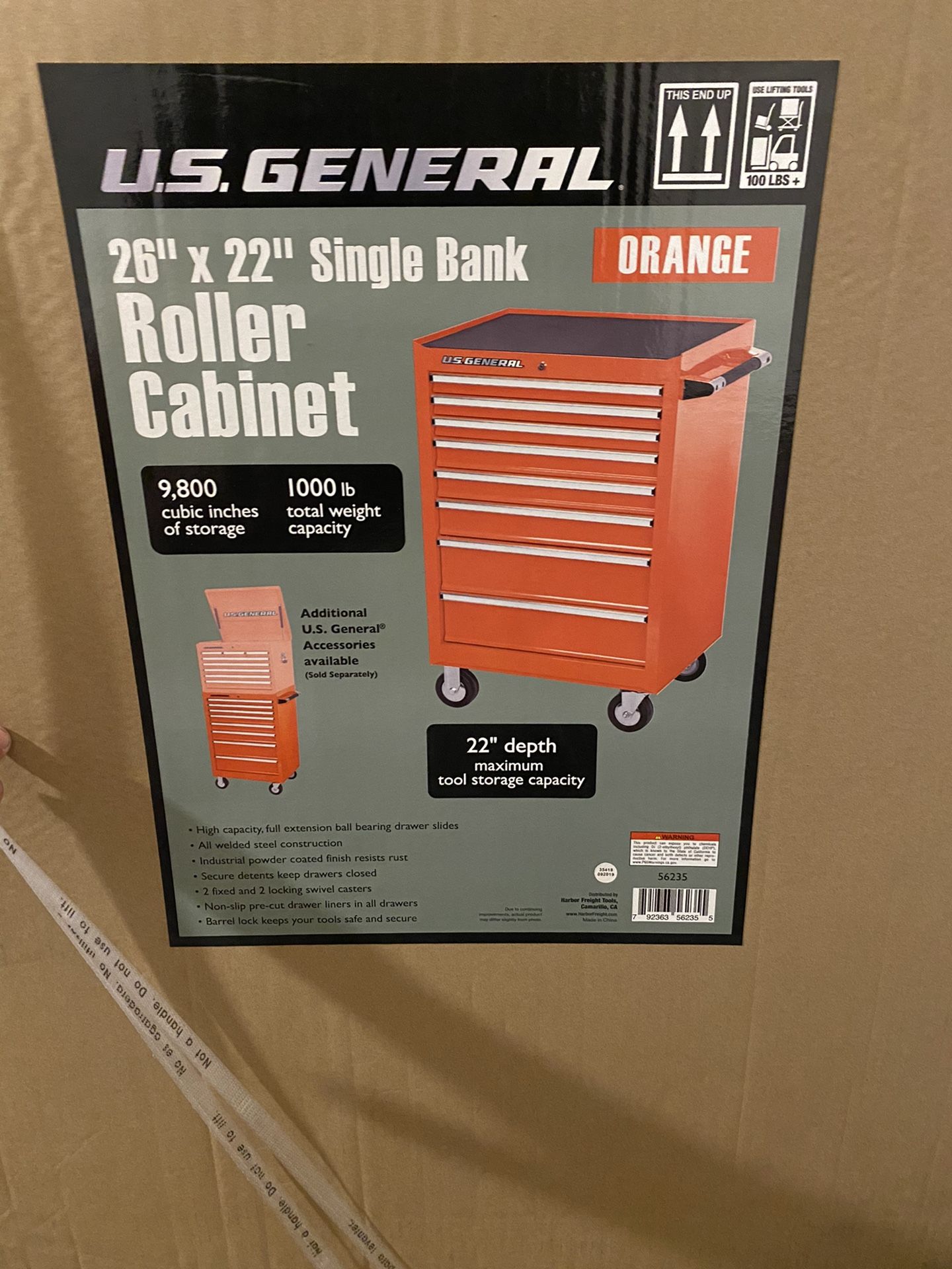 U.S. General 26” x22” roller cabinet (Orange)