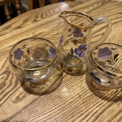 Romanian Glass Creamer And Sugar