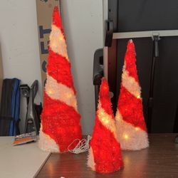 Lighted Candy Cane Christmas Trees