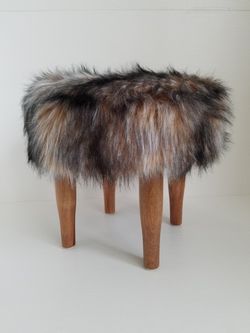 Furry wooden leg stool
