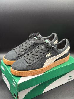 MEN’S PUMA SUEDE CLASSIC HEMP (PUMA BLACK-ALPINE SNOW-GUM) SZ 10