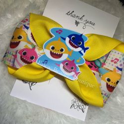 Large Baby Shark Hair Bow 