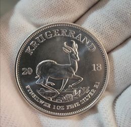 2018 South African 1 oz Silver Krugerrand (1 Rand face value),  .999 fine silver.