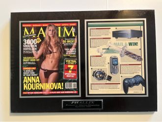framed laminated cover of Maxim Magazine from August 2004 featuring Anna Kournikova on the cover