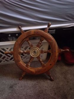 Old brass wood boat wheels