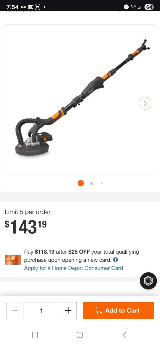 Brand New  WEN Drywall Sander 5-Amp Variable Speed w/ 15ft Hose & Discs