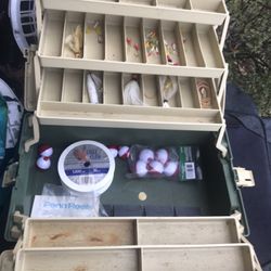 Very Nice Large Fishing Tackle Box With Lors And Equipment Everything Goes For $40 Firm