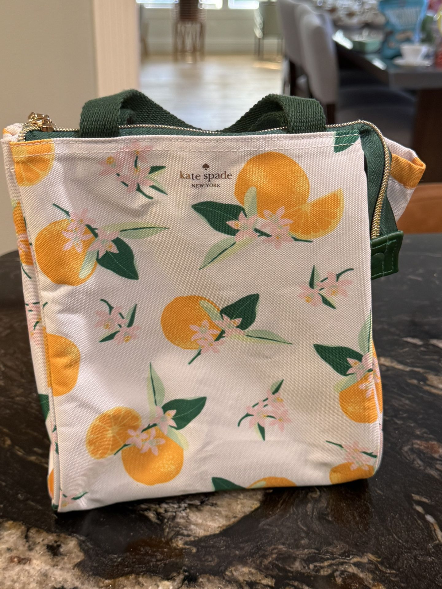Kate Spade Insulated Lunch Bag Citrus Print Canvas Tote Reusable NWT Lemons