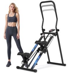 Foldable Stair Stepper Adjustable Armrests & Pedals, 2 Incline Modes Steppers for Exercise with LCD Display, Full-Body Workout Vertical Climber Exerci