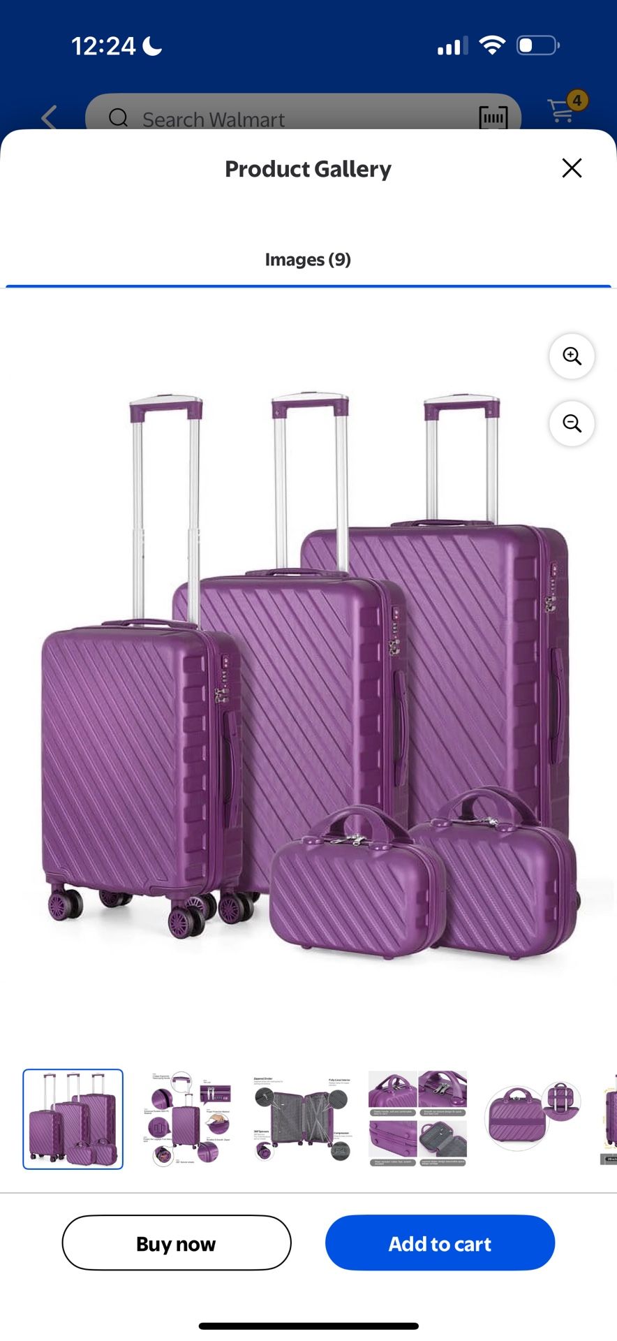New Luggage 5pc Set Purple