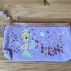 Disney Store Tink Collection Full Zip Wristlet Pouch Purple 8” x 4.5” NWT