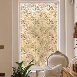 QUCHENG Window Film Stained Glass Clings Vintage Floral Privacy Decals Living Room Sun Blocking Decor Removable Static Large Autumn Stickers DIY Decor
