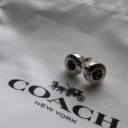 Coach open circle stone stud earrings