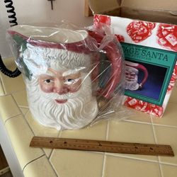 Fitz And Floyd Vintage Santa Face Pitcher In Box